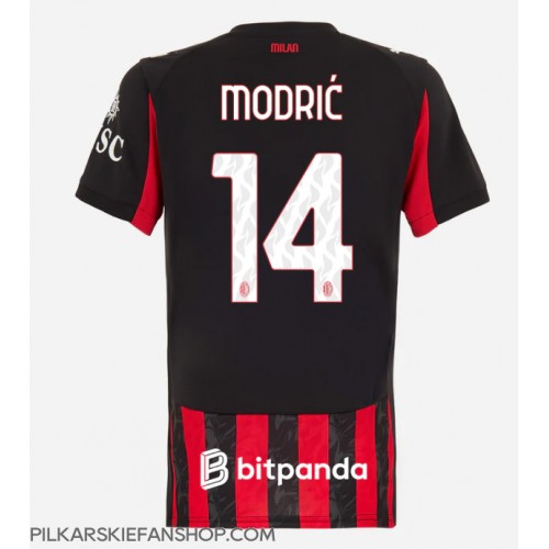 Koszulka piłkarska AC Milan Luka Modric #14 Strój Domowy dla kobiety 2025-26 tanio Krótki Rękaw Koszulka piłkarska AC Milan Luka Modric #14 Strój Domowy dla kobiety 2025-26 tanio Krótki Rękaw